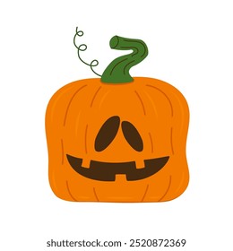 Halloween pumpkin on white background. Vector element for halloween concept with pumpkin for postcard, flyer or banner.