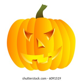Halloween a pumpkin on a white background. A vector illustration.
