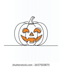 Ilustración de arte de línea continua de calabaza de Halloween