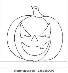Halloween Pumpkin one line continuous single line art drawing outline design illustration