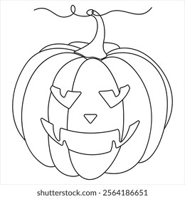 Halloween Pumpkin one line continuous single line art drawing outline design illustration