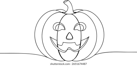 Halloween Pumpkin in One Line Drawing – Spooky Minimal Art of Festive Fall Decoration