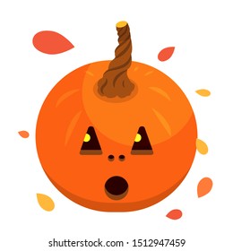 halloween pumpkin orange face white background