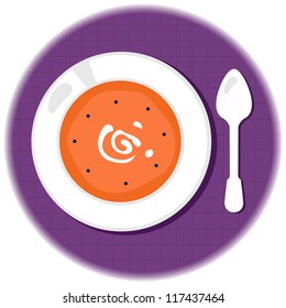 Halloween pumpkin orange soup in circle