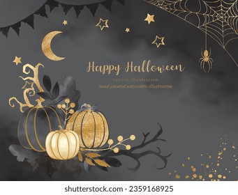 Halloween pumpkin and ornament frame and illustration material background