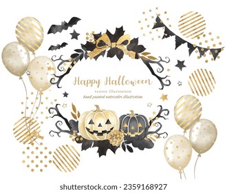 Halloween pumpkin and ornament frame and illustration material background