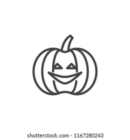 Halloween pumpkin outline icon. linear style sign for mobile concept and web design. Halloween Party simple line vector icon. Symbol, logo illustration. Vector graphics