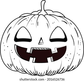 Halloween pumpkin outline vector art and illustration