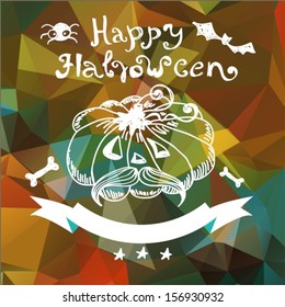 Halloween pumpkin over abstract background, retro style, Vector