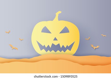 Halloween pumpkin , paper art style