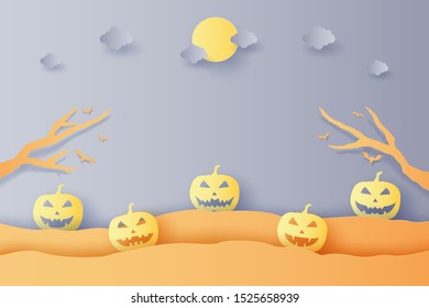 Halloween pumpkin , paper art style