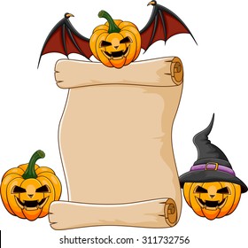 Halloween pumpkin with paper scroll 