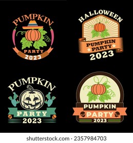 Halloween pumpkin party design, t shirt design, Scary, skull, Horror, Nightmare, Silhouette, Ghost, ribbon, Pumpkin, Haunted, holiday, halloween party, spooky, vintage design, t shirt bundle,