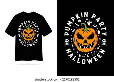 Halloween pumpkin party tshirt vintage style design illustration