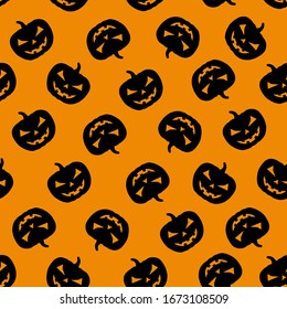 Halloween pumpkin pattern. Halloween pumpkin background. Seamless halloween pumpkin design