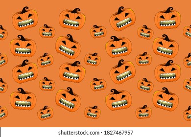 Halloween pumpkin pattern background style flat design