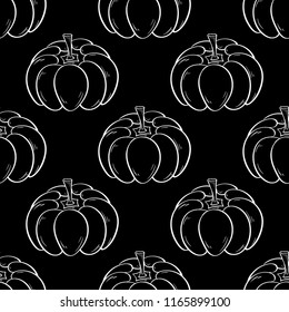 Halloween pumpkin pattern. Black and white seamless background for textile, wallpapers and fabrics. Vector illustration