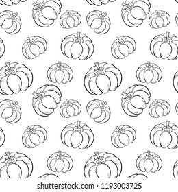 Halloween pumpkin pattern. Black and white seamless background for textile, wallpapers and fabrics. Vector illustration