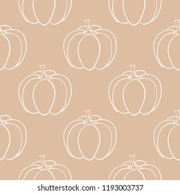Halloween pumpkin pattern. Brown beige seamless background for textile, wallpapers and fabrics. Vector illustration