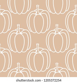 Halloween pumpkin pattern. Brown beige seamless background for textile, wallpapers and fabrics. Vector illustration