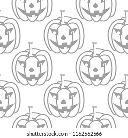 Halloween pumpkin pattern. Gray and white seamless background for textile, wallpapers and fabrics. Vector illustration