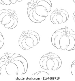 Halloween pumpkin pattern. Gray and white seamless background for textile, wallpapers and fabrics. Vector illustration