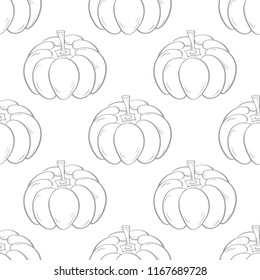 Halloween pumpkin pattern. Gray and white seamless background for textile, wallpapers and fabrics. Vector illustration