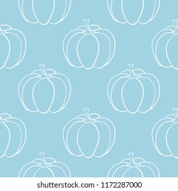 Halloween pumpkin pattern. Navy blue and white seamless background for textile, wallpapers and fabrics. Vector illustration