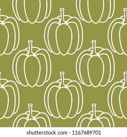 Halloween pumpkin pattern. Olive green seamless background for textile, wallpapers and fabrics. Vector illustration