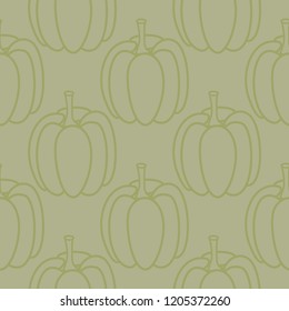 Halloween pumpkin pattern. Olive green seamless background for textile, wallpapers and fabrics. Vector illustration