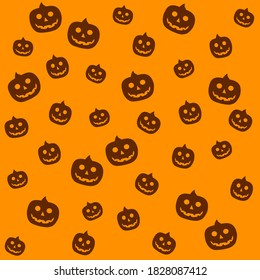Halloween pumpkin pattern on orange background