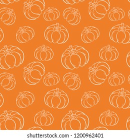 Halloween pumpkin pattern. Orange and white seamless background for textile, wallpapers and fabrics. Vector illustration