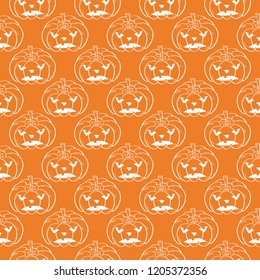 Halloween pumpkin pattern. Orange and white seamless background for textile, wallpapers and fabrics. Vector illustration