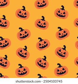 Halloween Pumpkin Pattern - Seamless Jack-o’-Lantern Background