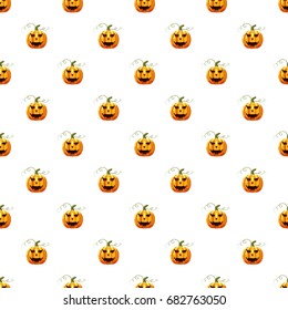Halloween pumpkin pattern seamless repeat in cartoon style vector illustration