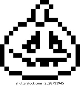 Halloween Pumpkin Pixel 8bit Icon Black Color.