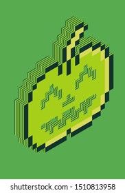 Halloween pumpkin pixel art. Colorful layers make an illusion of 3d form. Vector illustration.