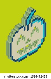 Halloween pumpkin pixel art. Colorful layers make an illusion of 3d form. Vector illustration.
