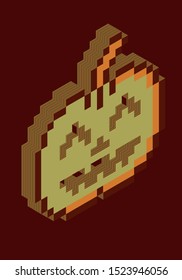 Halloween pumpkin pixel art. Colorful layers make an illusion of 3d form. Vector illustration.