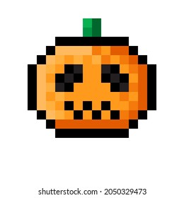 Halloween Pumpkin Pixelkunst. Kürbis mit Pixeln in der Vektorgrafik.