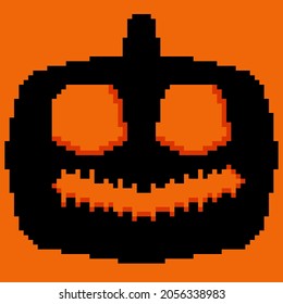 Halloween Pumpkin pixel art. Vector illustration.