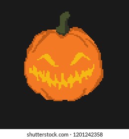 Halloween pumpkin pixel black background