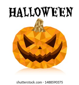 Halloween pumpkin with Polygon art Style. on white background. for poster, greeting card, banner.
