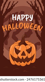 halloween pumpkin poster silhouette, poster vector outline illustration design