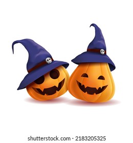 Halloween pumpkin realistic with heat. Isolated on white. Vector illustration