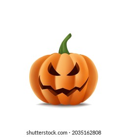 Halloween pumpkin. Realistic Halloween pumpkin with scary smile.isolated vector illustration of jack o lantern pumpkin on white background for Halloween decorate.