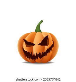 Halloween pumpkin. Realistic Halloween pumpkin with scary smile.isolated vector illustration of jack o lantern pumpkin on white background for Halloween decorate.