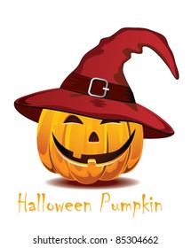 Halloween pumpkin in the  red hat