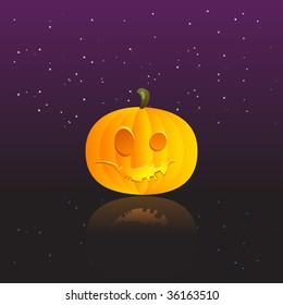 Halloween pumpkin with reflection, vector illustration for your design