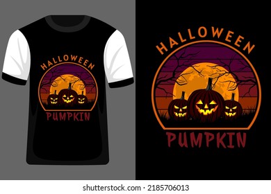 Halloween Pumpkin Retro Vintage T Shirt Design